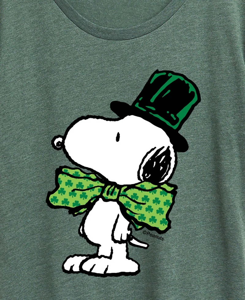 Hybrid Apparel Plus Peanuts Snoopy Bowtie St. Patrick's Day Graphic Crewneck T-Shirt