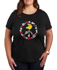 Hybrid Apparel Plus Peanuts Woodstock Peace Americana Graphic Crewneck T-Shirt