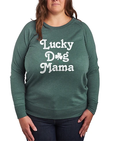 Hybrid Apparel Plus Instant Message St. Patrick's Day Lucky Dog Mama French Terry Graphic Crewneck T-Shirt