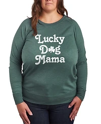 Hybrid Apparel Plus Instant Message St. Patrick's Day Lucky Dog Mama French Terry Graphic Crewneck T-Shirt