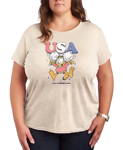 Hybrid Apparel Plus Garfield Usa Cheer Short-Sleeve T-Shirt