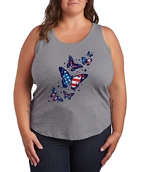Hybrid Apparel Plus Instant Message Patriotic Butterflies Racerback Graphic Crewneck Tank