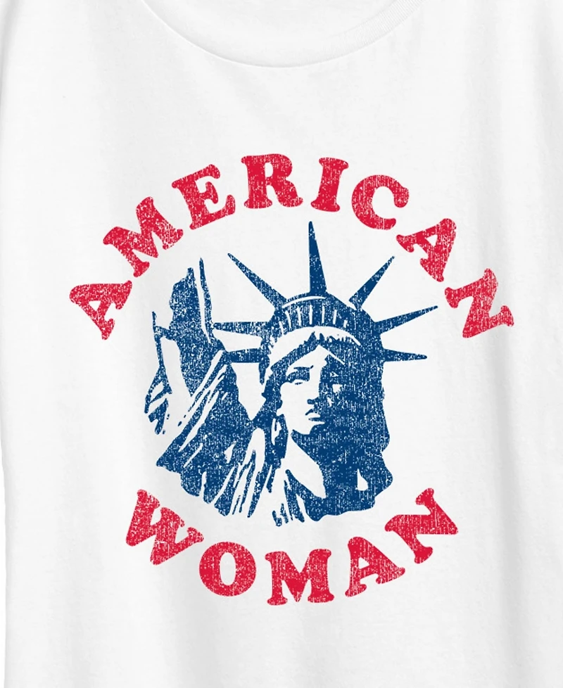 Hybrid Apparel Plus Instant Message American Woman Statue Of Liberty Graphic Crewneck T-Shirt