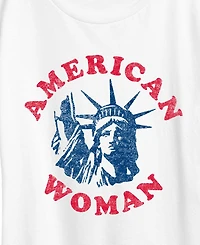 Hybrid Apparel Plus Instant Message American Woman Statue Of Liberty Graphic Crewneck T-Shirt