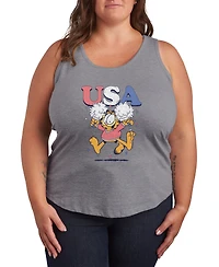 Hybrid Apparel Plus Garfield Usa Cheer Graphic Crewneck Tank Top