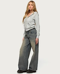 Edikted Women's Patricia Studded Zip Up Hoodie