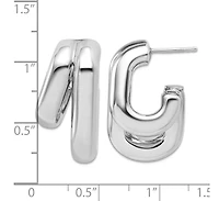 Curata Jewelry 925 Sterling Silver Italian Double Squared J Hoop Earrings 25x16mm 25.5x15.9mm Wide 12.6mm Thick Hoop Earring
