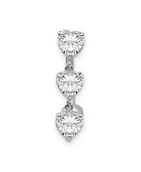 Curata Jewelry Solid 10k Gold 14g 5mm Triple Love Heart Cubic Zirconia Belly Ring Dangle Body Piercing Ring