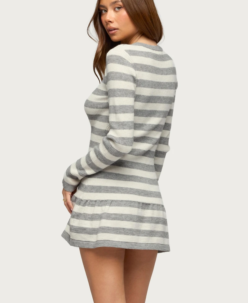 Edikted Women's Caisyn Striped Ribbed Knit Mini Dress
