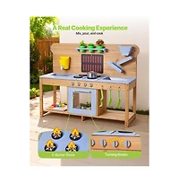 Slickblue Kids Outdoor Mud Kitchen Playset with Water, Sand & Cooking Tools
