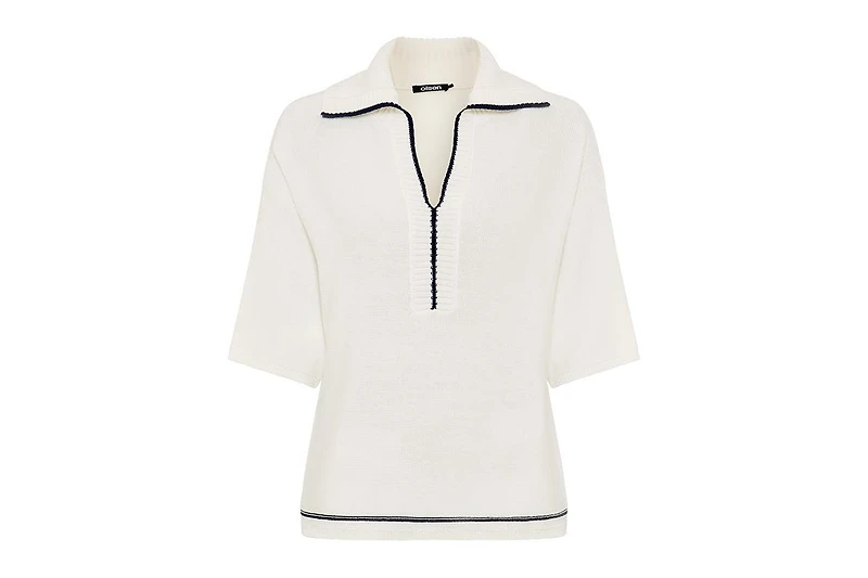 Olsen Women's Split-Neck Polo Sweater