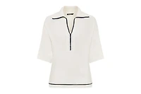 Olsen Women's Split-Neck Polo Sweater