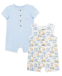 Little Me Baby Boys' Crewneck Romper, 2-Piece Set