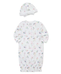 Little Me Baby Girls' Floral Sleeper Gown and Hat, 2-Piece Set