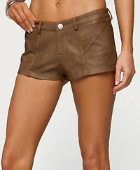 Edikted Women's Idara Faux Leather Micro Shorts