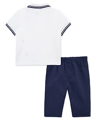 Little Me Baby Boys' Short-Sleeve Polo Shirt & Pants, 2-Piece Set
