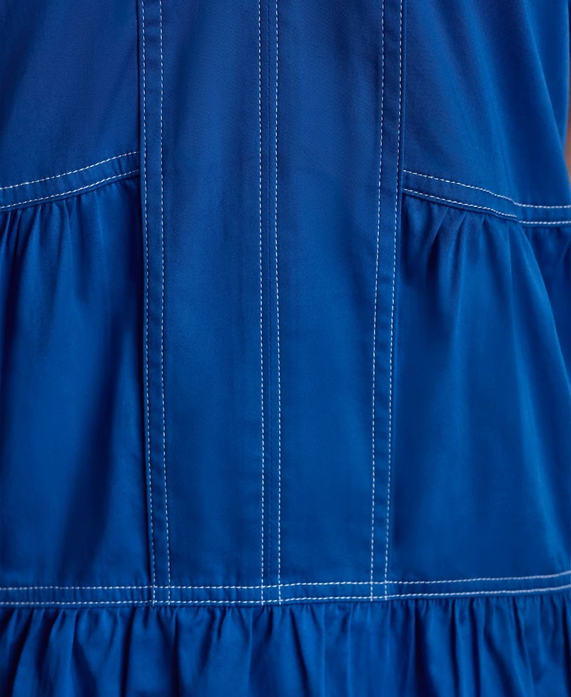 Dkny Women's V-Neck Contrast-Stitch Mini Dress