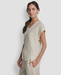Dkny Women's V-Neck Short-Sleeve Shirt