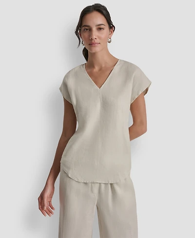 Dkny Women's V-Neck Short-Sleeve Shirt