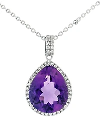 Macy's Green Amethyst (7.10 ct. t.w.) & White Topaz (0.25 Pendant Necklace Sterling Silver (Also Available Amethyst)