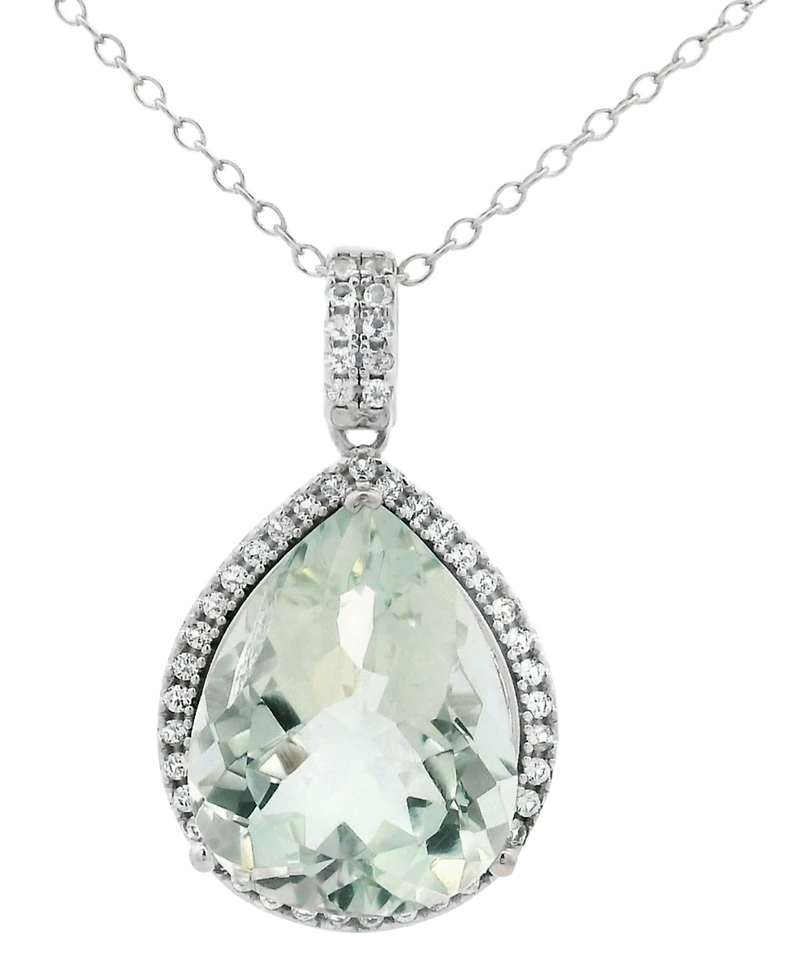 Macy's Green Amethyst (7.10 ct. t.w.) & White Topaz (0.25 Pendant Necklace Sterling Silver (Also Available Amethyst)