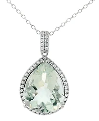 Macy's Green Amethyst (7.10 ct. t.w.) & White Topaz (0.25 Pendant Necklace Sterling Silver (Also Available Amethyst)