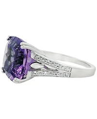 Macy's Amethyst (6.50 ct. t.w.) & White Topaz (0.08 ct. t.w.) Ring in Sterling Silver