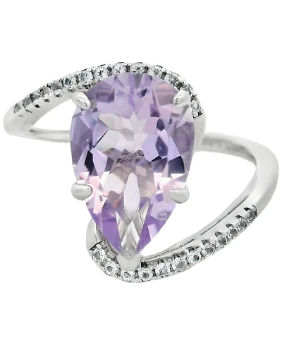 Macy's Sky Blue Topaz (3.45 ct. t.w.) & White Topaz (0.15 ct. t.w.) Ring in Sterling Silver (Also Available in Pink Amethyst)