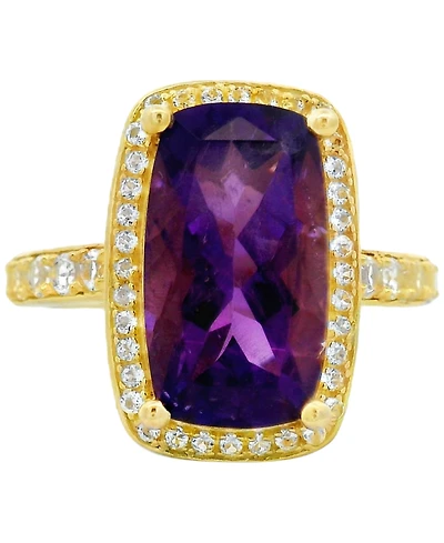 Macy's Amethyst (3.30 ct. t.w.) & White Topaz (0.60 ct. t.w.) Ring in 14k Yellow Gold-Plated Sterling Silver