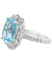 Macy's Sky Blue Topaz (6.35 ct. t.w.) & White Topaz (0.70 ct. t.w.) Ring in Sterling Silver