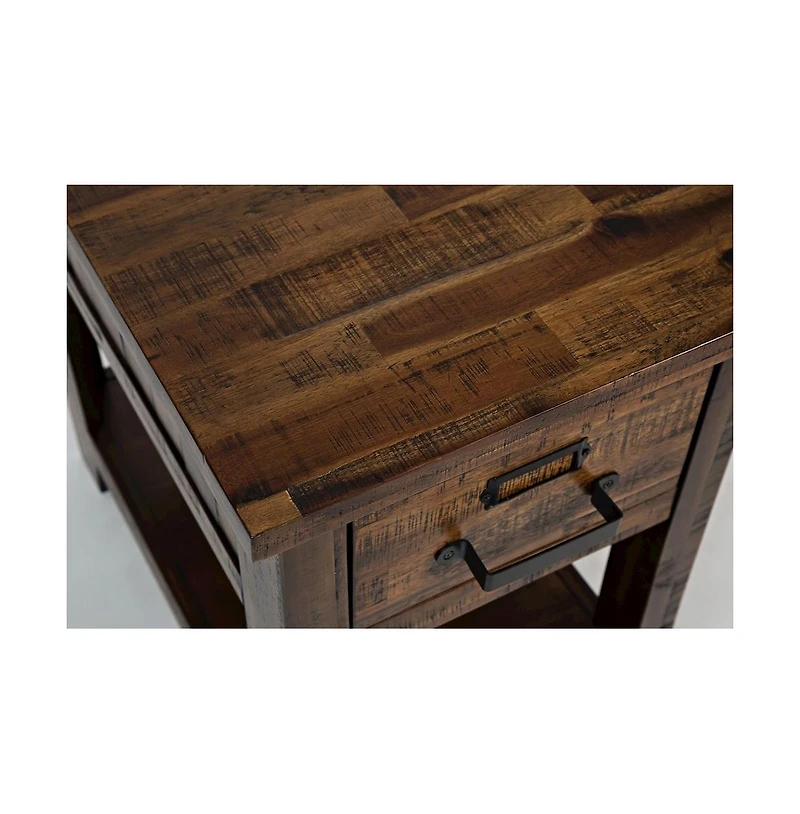 Cannon Valley Distressed Industrial One Drawer Chairside Table