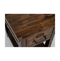 Cannon Valley Distressed Industrial One Drawer Chairside Table