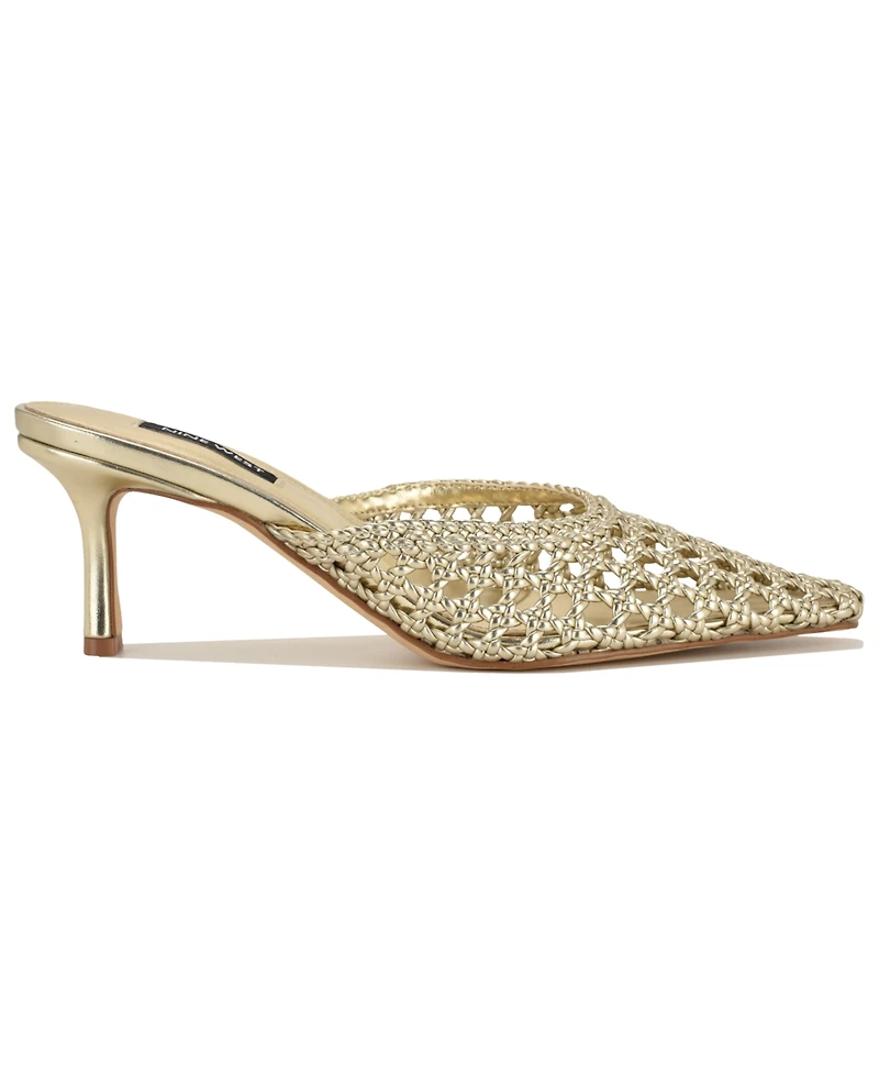 Nine West Women's Camenlaw Woven Kitten Heel Mules Pumps