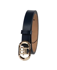 Tommy Hilfiger Women's Rounded Monogram Plaque Buckle Dress Belt