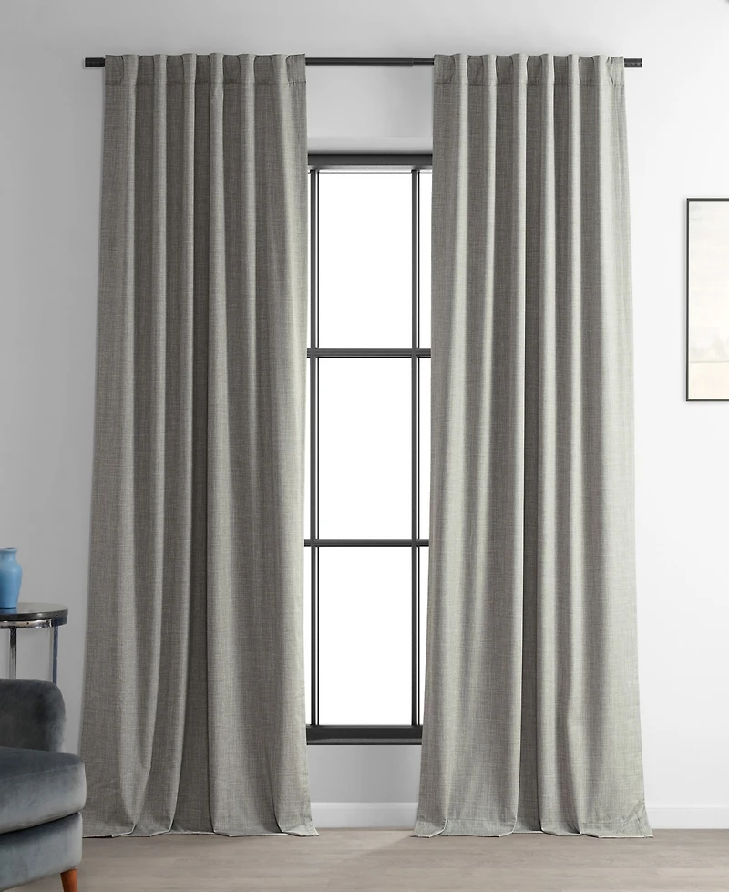 Half Price Drapes Dark Greige Performance Linen Hotel Blackout Curtain