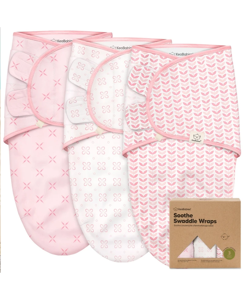KeaBabies 3pk Soothe Baby Swaddle, Organic Swaddle Sleep Sacks, Newborn, Infant Sack