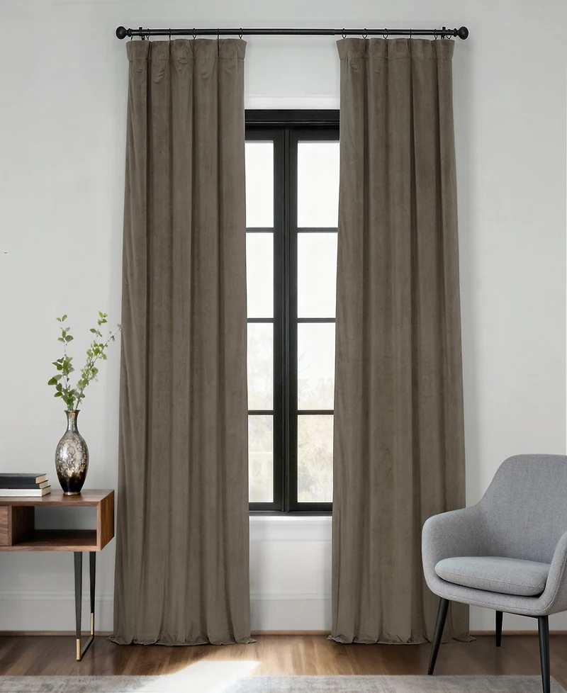Half Price Drapes Denver Taupe Signature Velvet Blackout Curtain