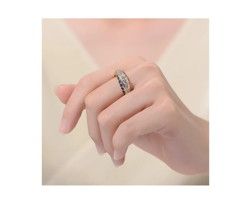 Rhodium-Plated with Cubic Zirconia Chevron Tower Slender Stacking Ring Sterling Silver
