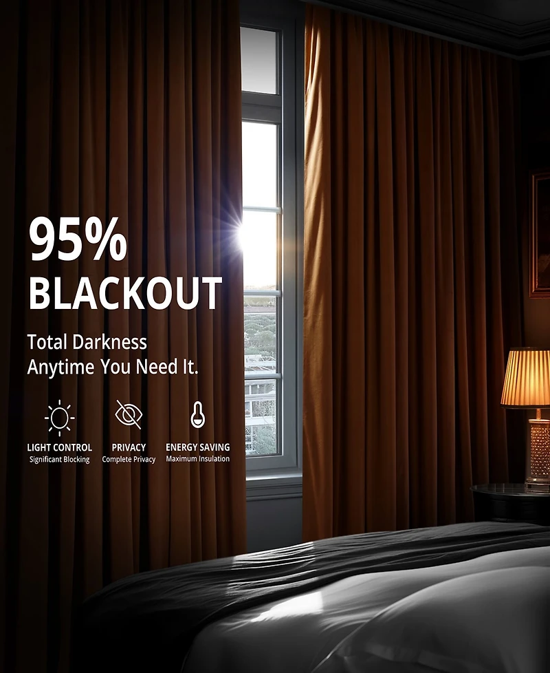 Half Price Drapes Burnt Pumpkin Signature Velvet Blackout Curtain