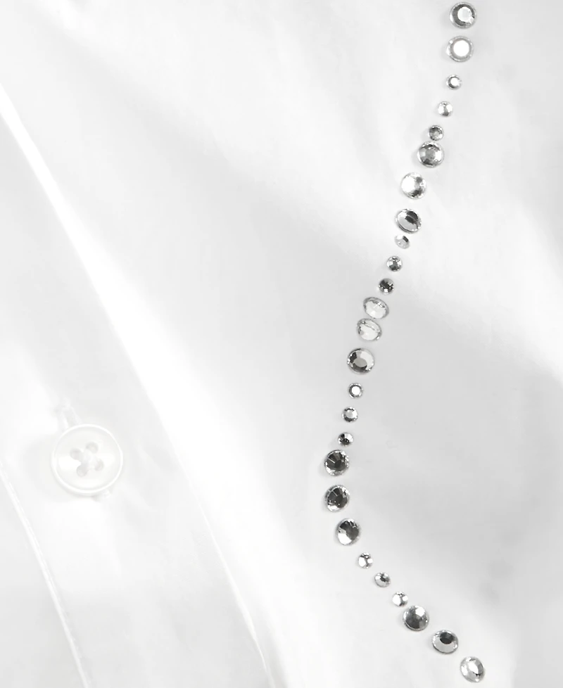 I.n.c. International Concepts Women's Short-Sleeve Rhinestone Embellished Tie Waist Blouse, Macy's Exclusive