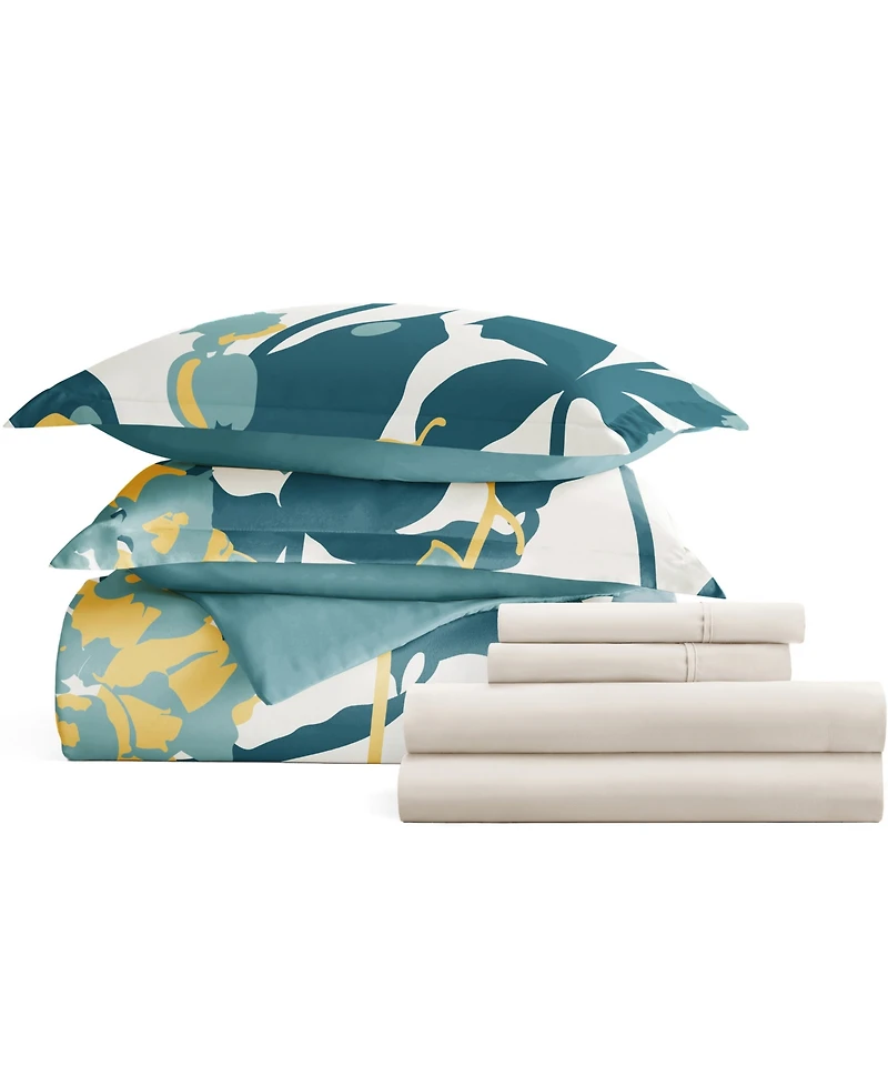 ienjoy Home Bedding Bundle Patterned 6-Piece Comforter with Duvet Cover Set