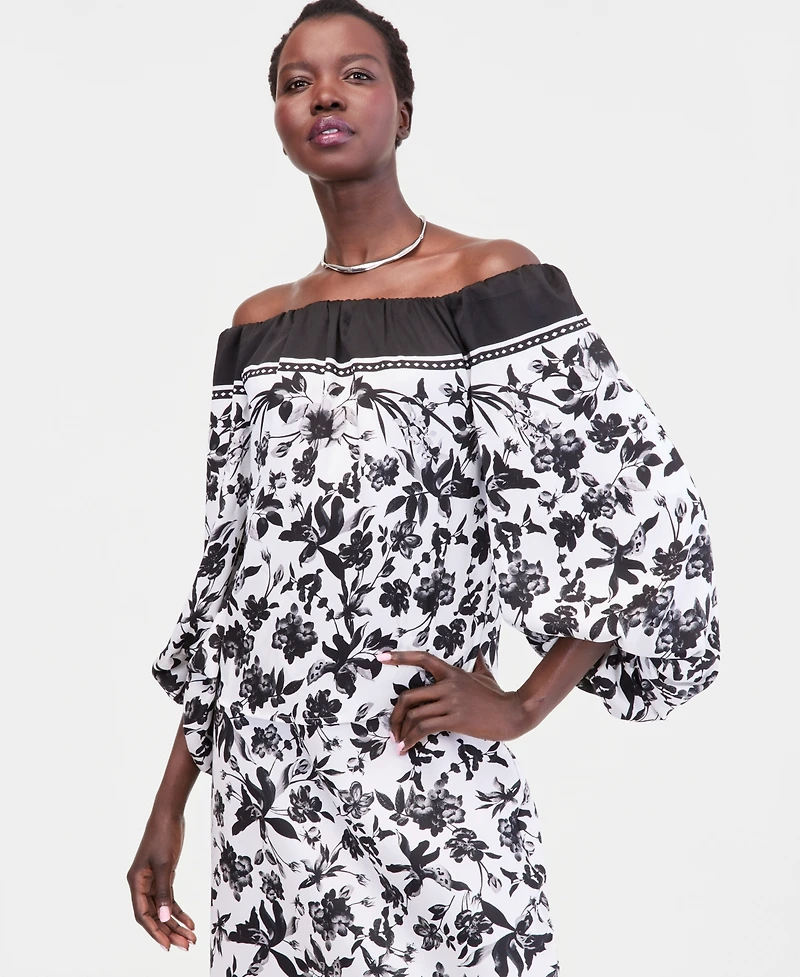 I.n.c. International Concepts Women's Off-The-Shoulder Puff-Sleeve Blouse, Macy's Exclusive