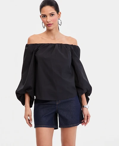 I.n.c. International Concepts Women's Off-The-Shoulder Puff-Sleeve Blouse, Macy's Exclusive