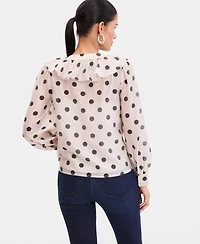 I.n.c. International Concepts Women's Printed Ruffled Long-Sleeve Blouse, Macy's Exclusive