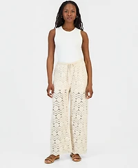 And Now This Women's Cotton Crochet Wide-Leg Pants, Macy's Exclusive