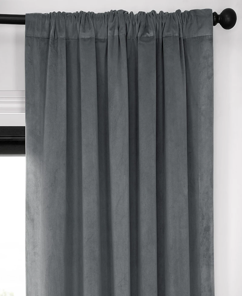 Half Price Drapes Natural Grey Signature Velvet Blackout Curtain