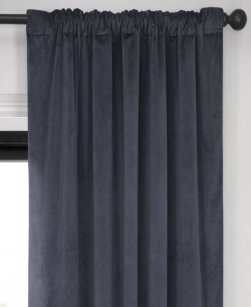 Half Price Drapes Distance Blue Grey Signature Velvet Blackout Curtain
