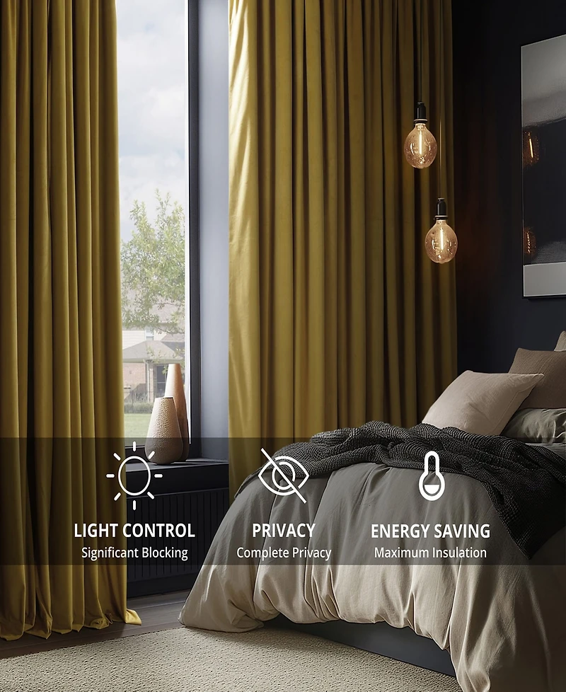 Half Price Drapes Fool's Gold Signature Velvet Blackout Curtain