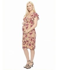 24seven Comfort Apparel Women's and Plus Maternity Wrap Dress