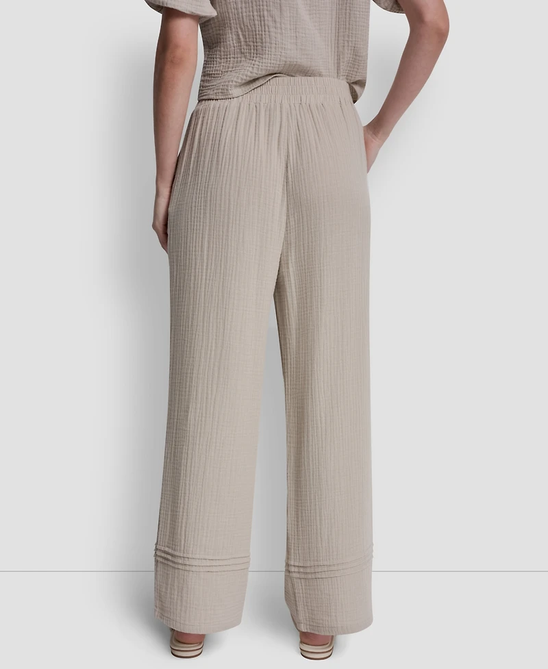 Dkny Jeans Petite Smocked Encased Elastic Waistband Ankle Length Pants
